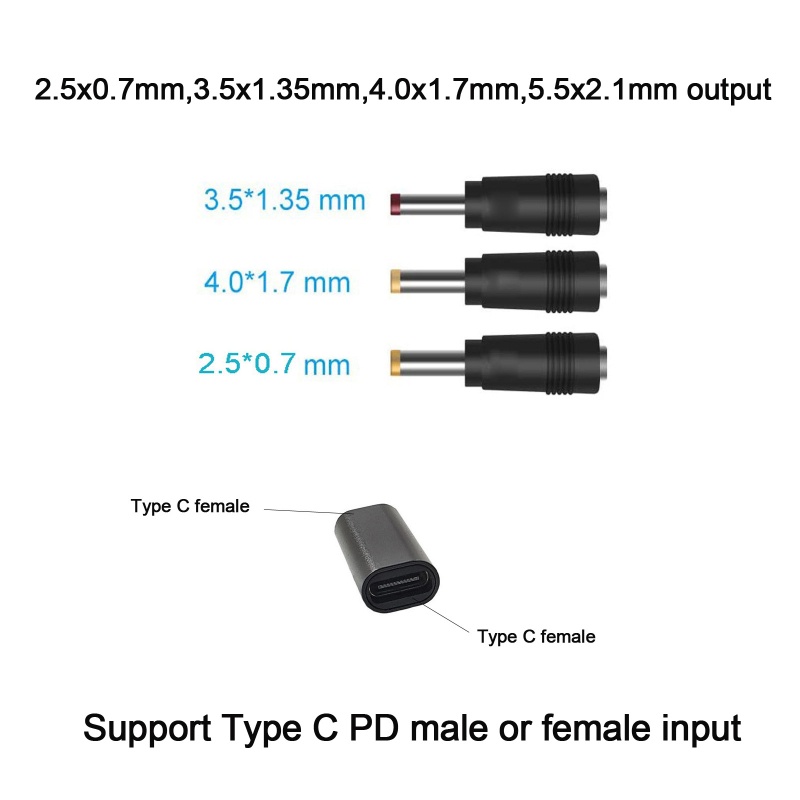 Dây Cáp Kết Nối Chuyển Đổi Nguồn Điện 12V / 20V 2.5 / 3.5 / 4.0 / 5.5mm Sang Type-C