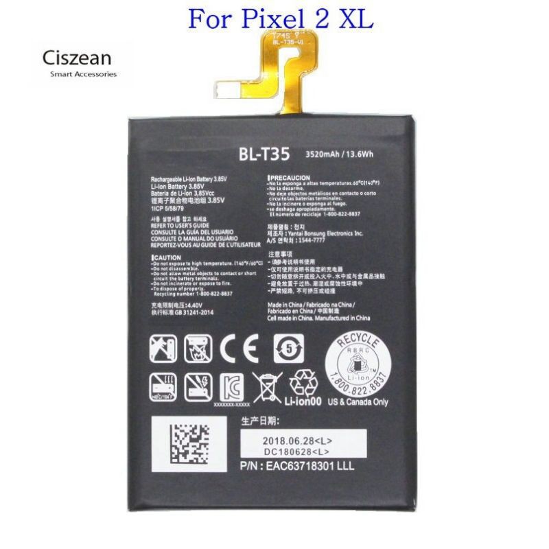 Thay pin Google Pixel 2 XL 6.0", LG BL-T35 (3620mAh) Zin -bảo hành 6 tháng.