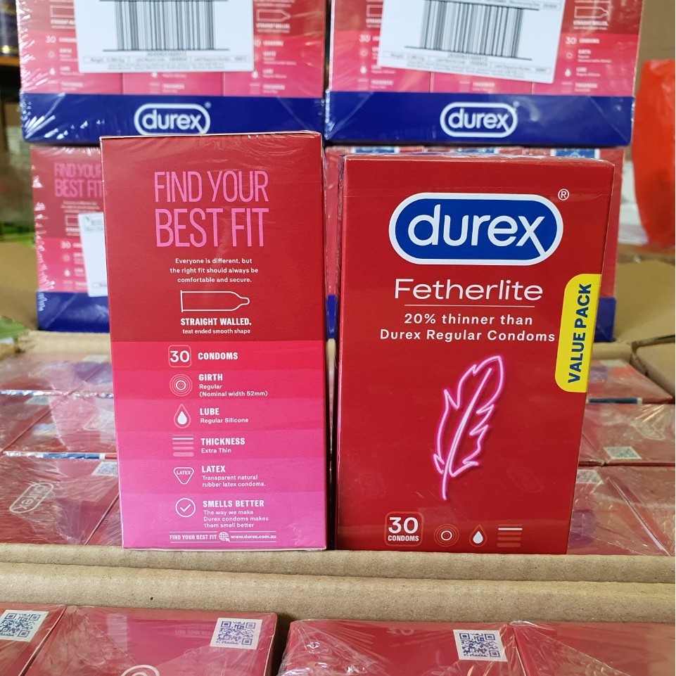 Bao cao su siêu mỏng Durex Úc - Durex Fetherlite - Hộp 30 chiếc