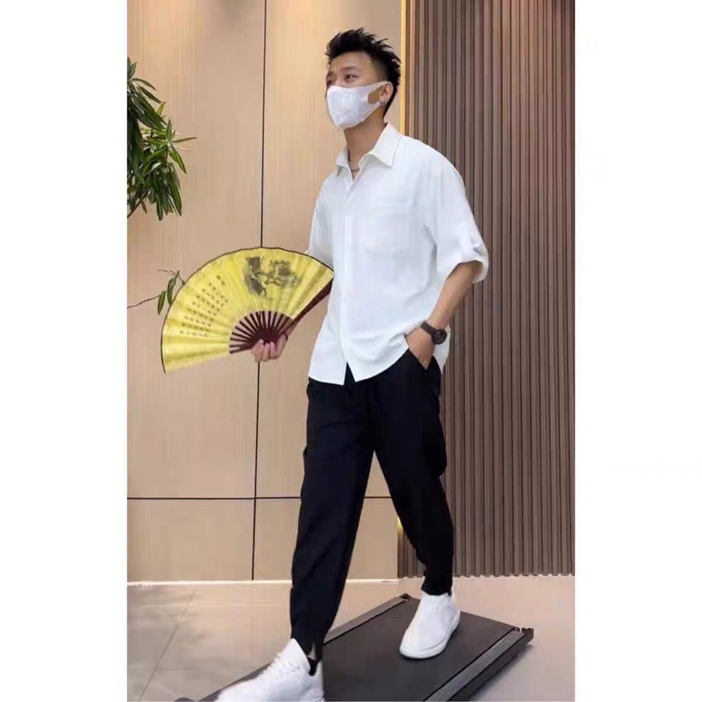 Áo sơ mi nam tay lỡ phong cách Hàn Quốc trẻ trung | BigBuy360 - bigbuy360.vn