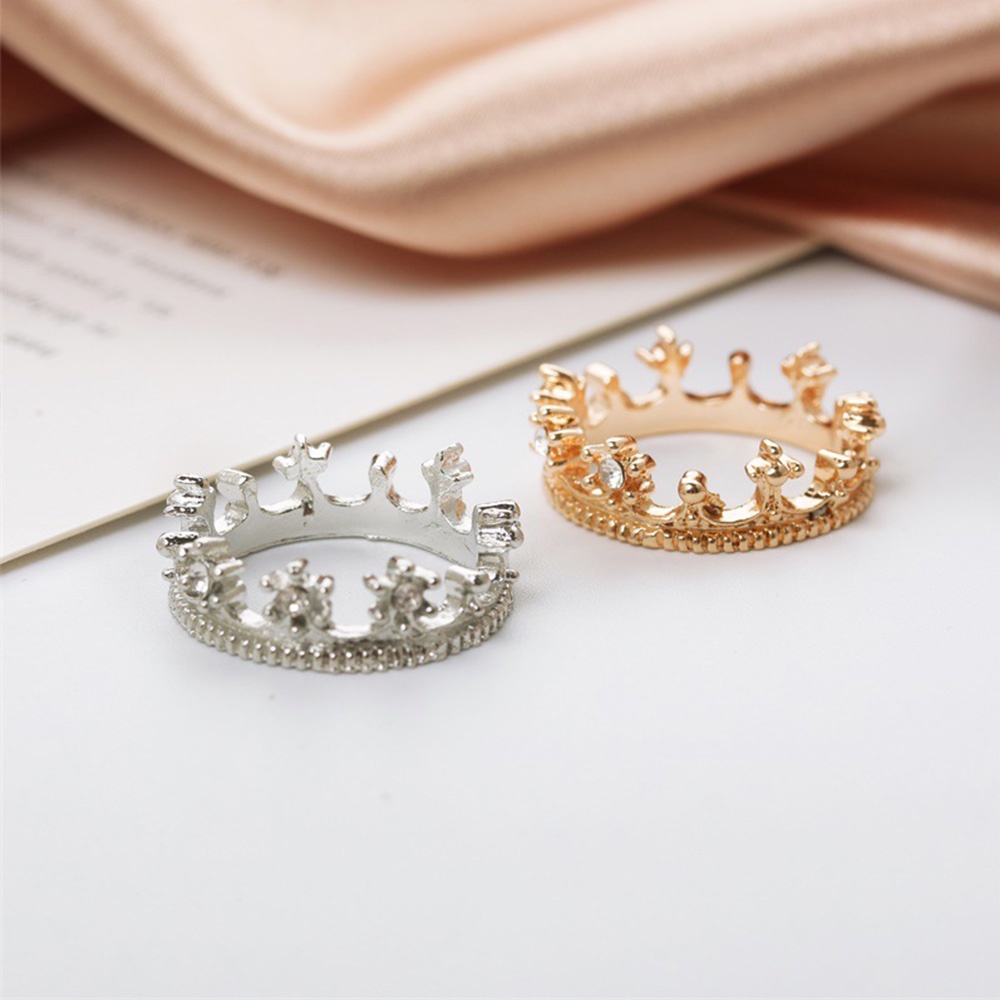 Nhẫn nữ hình vương miện đơn giản thời trang Hàn Quốc