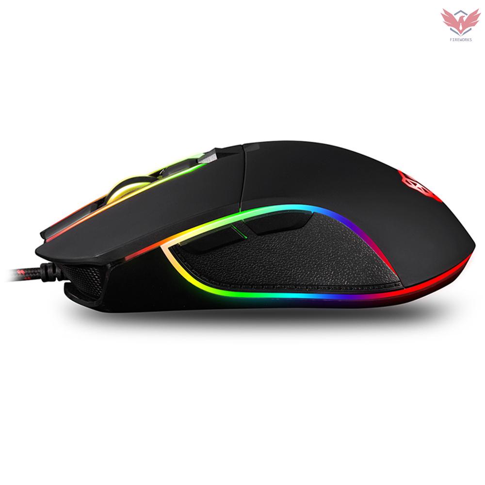 Fir MOTOSPEED V30 Ergonomic Programmable Gaming Mouse 6 Buttons Support Macro Programming Adjustable 3500DPI Optical USB Wired Full Color RGB Breathing LED Backlit Game Mice