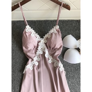 THANH LÝ - Váy ngủ lụa phối ren hoa chéo