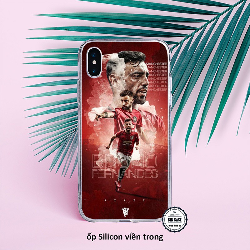 ⚽Ốp lưng Bruno Fernandes MU Man Utd ⚽Manchester United màu đỏ iphone 13 12 11 Pro Max 6s 6 7 8 Plus X Xr XsMax BONGDA042