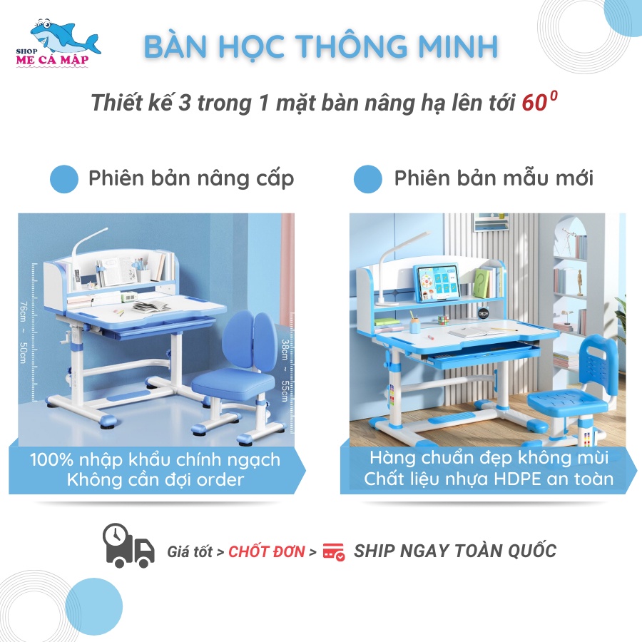 [Rẻ vô địch] Bàn học sinh có giá sách tặng CHỐNG CẰM + GIÁ KẸP, bàn học cho cho bé giá tổng kho