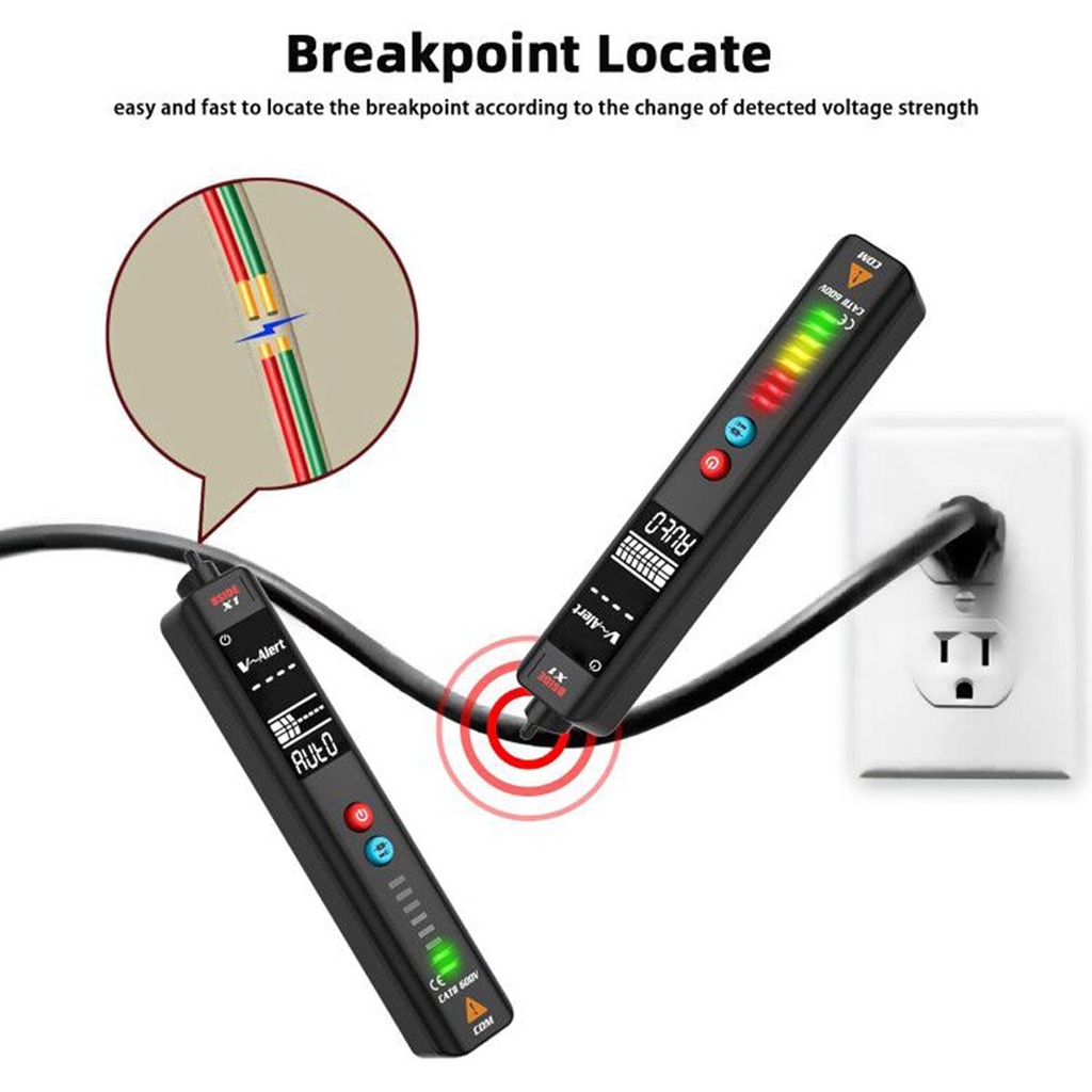 Bút Kiểm Tra Điện Áp GLENES Với Đèn Pin Màn Hình LCD Điều Chỉnh Độ Nhạy Không Tiếp Xúc