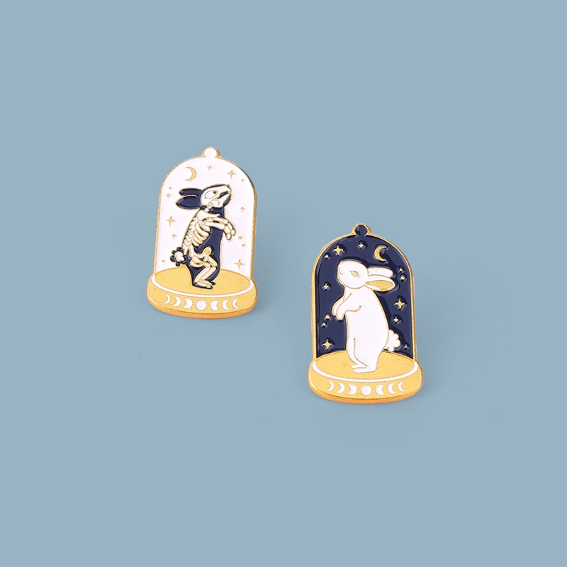 Ghim Cài Áo Họa Tiết Hoạt Hình Đầu Lâu / Thỏ / Bầu Trời Đầy Sao Tráng Men Dễ Thương Cho