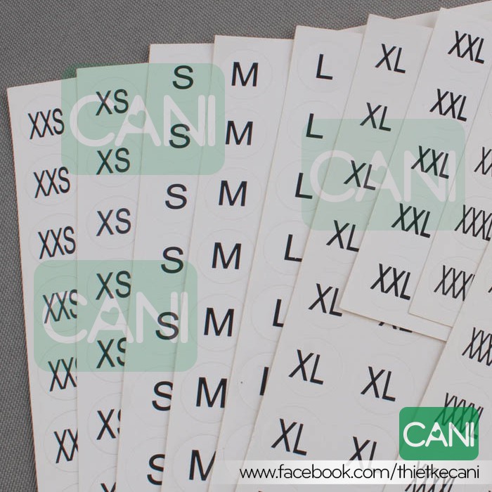 100 cái tem dán size_Sticker dán size_Nhãn Size quần áo_Có đủ size theo yêu cầu_Hàng bán sẵn