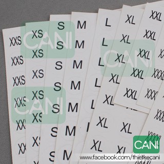 Tem dán size (có nền trắng/đen hoặc màu theo yêu cầu) Sticker Decal dán size Nhãn Size quần áo