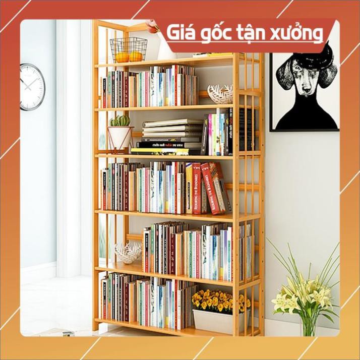 💥HÀNG CÓ SẴN💥 Kệ  sách gỗ tre, kệ  sách văn phòng 6 tầng 90cm TUR064