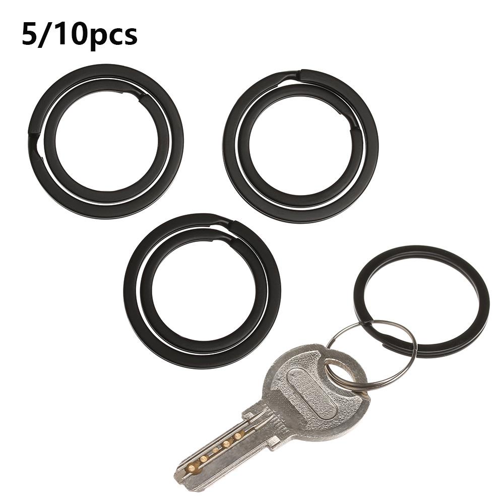 Set 5 / 10 Móc Chìa Khóa Bằng Thép Không Gỉ Màu Đen