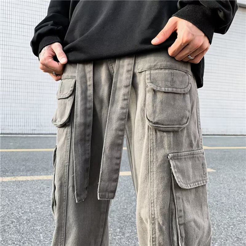 Quần Dài Dáng Rộng Màu Trơn Có Túi Lớn Phong Cách Hip Hop Thời Trang Mùa Hè Cho Nam Size S-3XL