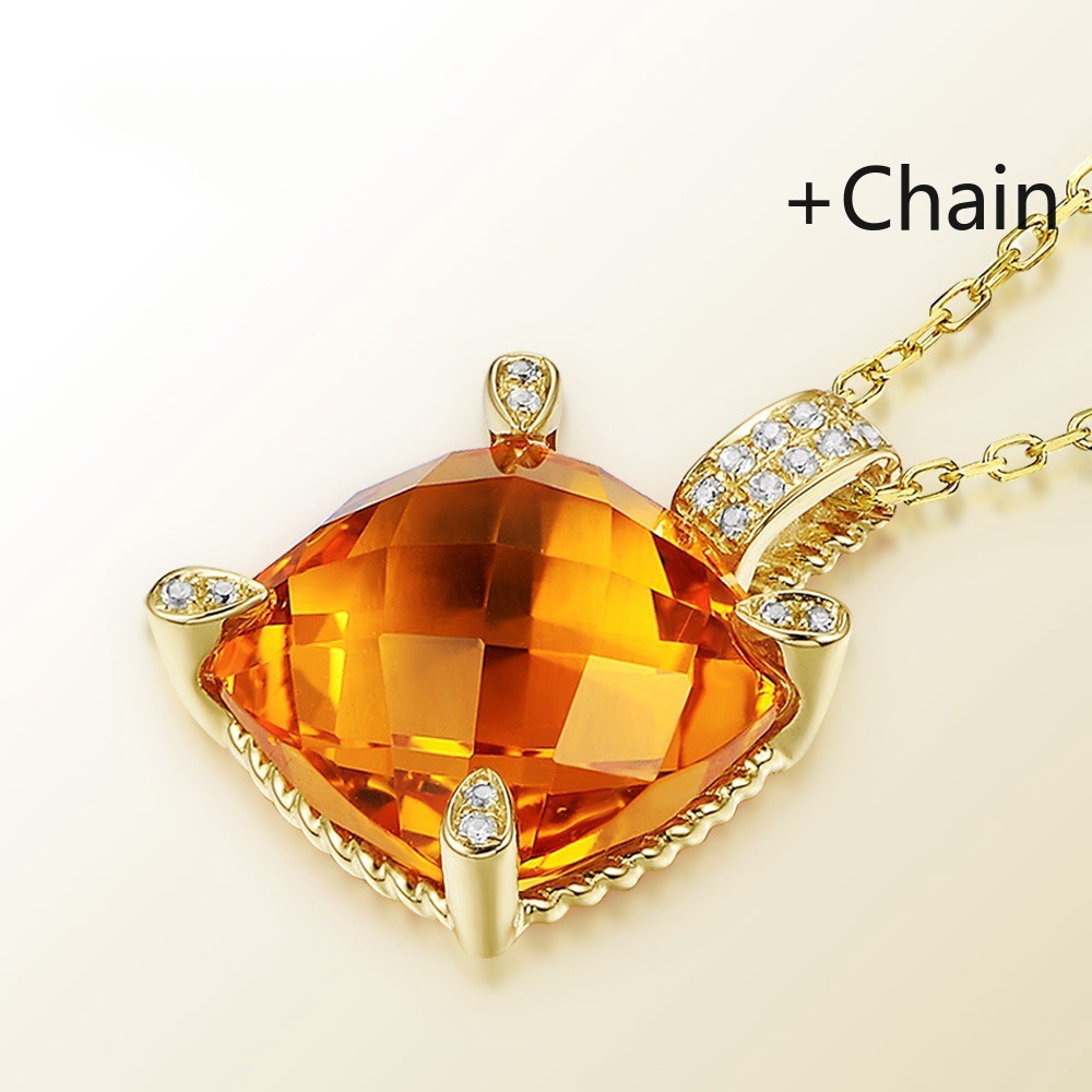 Dây Chuyền Và Mặt Đá Quý Hình Vuông Mạ Vàng 18k Nhiều Màu Tự Chọn Phong Cách Hàn Quốc 2850