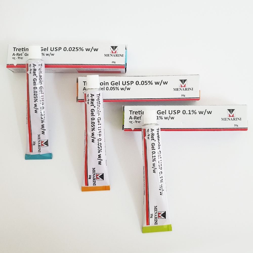 Tretinoin Aret Gel 0.025% 0.05% 0.1% 20g - gel Giảm Mụn, Mờ Thâm Nám (Tretinoin Ấn Độ chính hãng)
