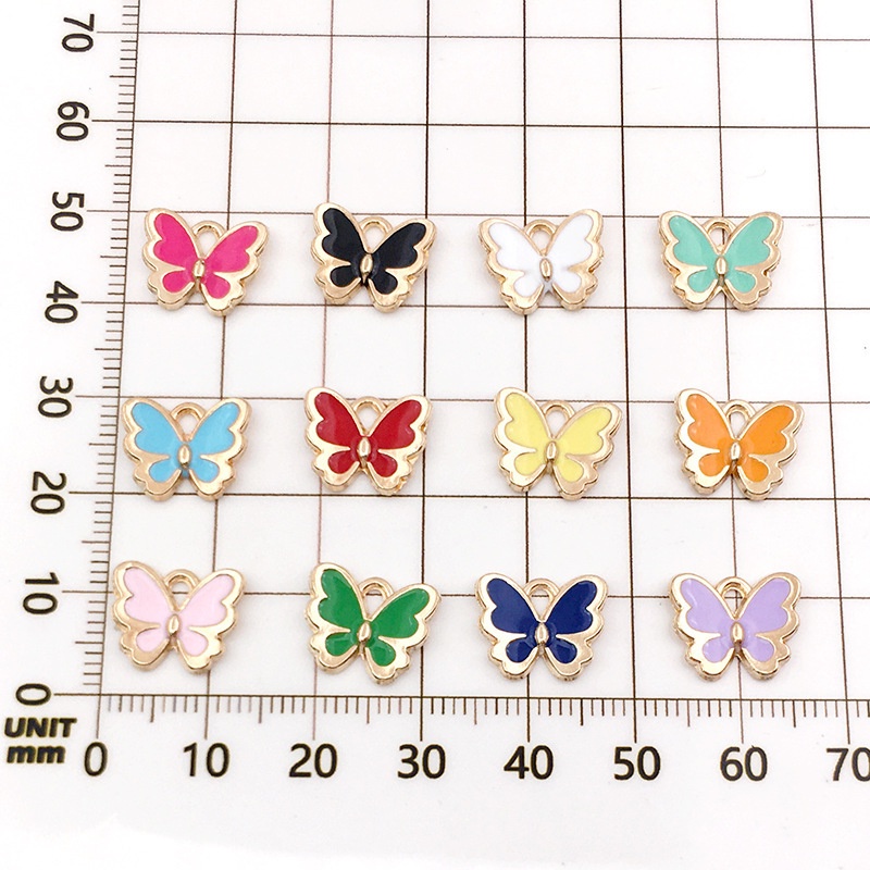 Set 10 Mặt Vòng cổ Hình Bướm Bằng Hợp Kim Nhiều Màu Sắc Diy