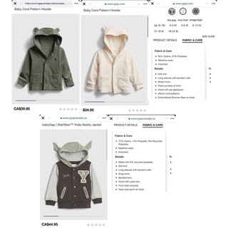 Áo khoác nỉ GAP sz 3-24M