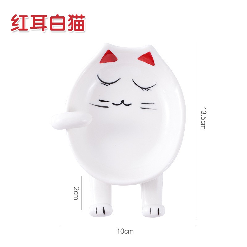 Bát nước chấm bằng sứ hình con mèo đỏ, vàng đen