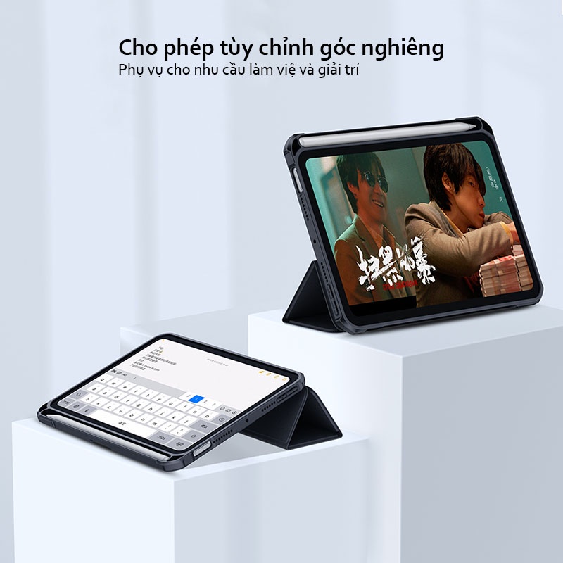 Bao da XUNDD iPad Mini 6 / Mini 5/4  - Mặt lưng trong, Có ngăn đựng bút - Đen