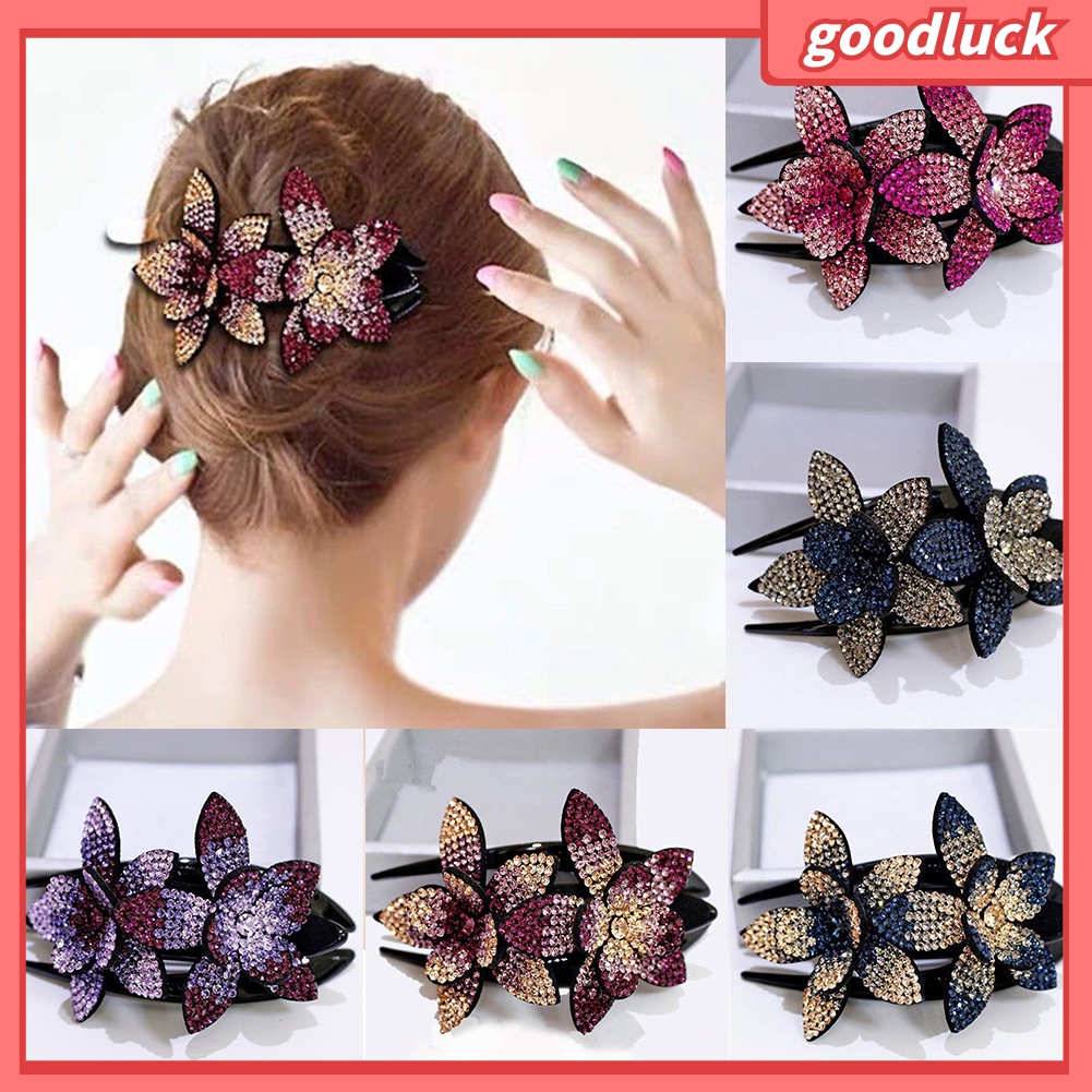 Kẹp tóc hình hoa đính kim cương giả thời trang sang trọng cho nữ