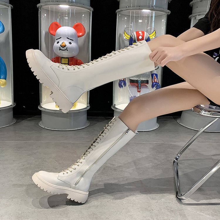 Giày Bốt martin Mũi Tròn Đế Dày Phối Khóa Kéo Phong Cách Hàn Quốc Thời Trang Cho Nữ