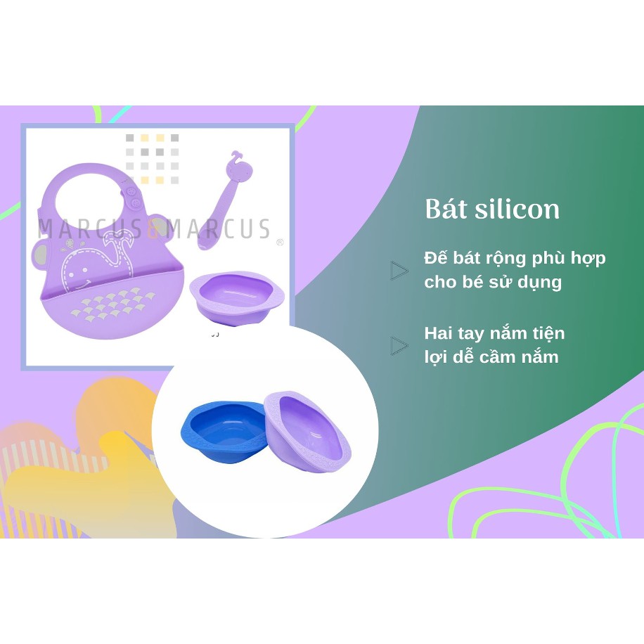 Bộ đồ dùng ăn dặm silicon Baby Marcus &amp; Marcus, cho bé từ 6 tháng - Willo