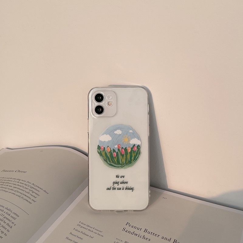 (SIÊU RẺ) Ốp lưng iphone trong hình tròn hoa tuylip shining 7plus/8/8plus/x/xr/xs/11/12/13/pro/max/plus/promax