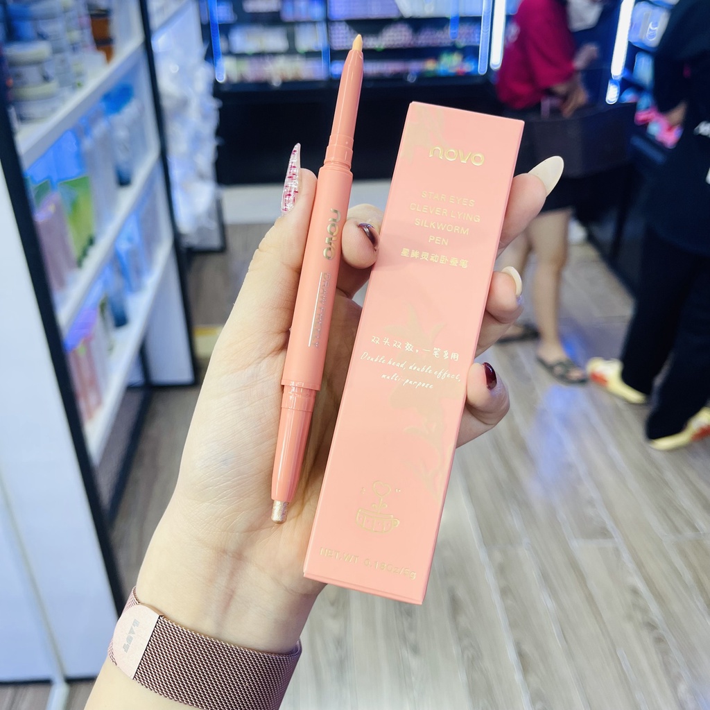 Bút Sáp 2 Đầu Đánh Mắt Lấp Lánh NOVO Star Eyes Clever Lying Silkworm Pen