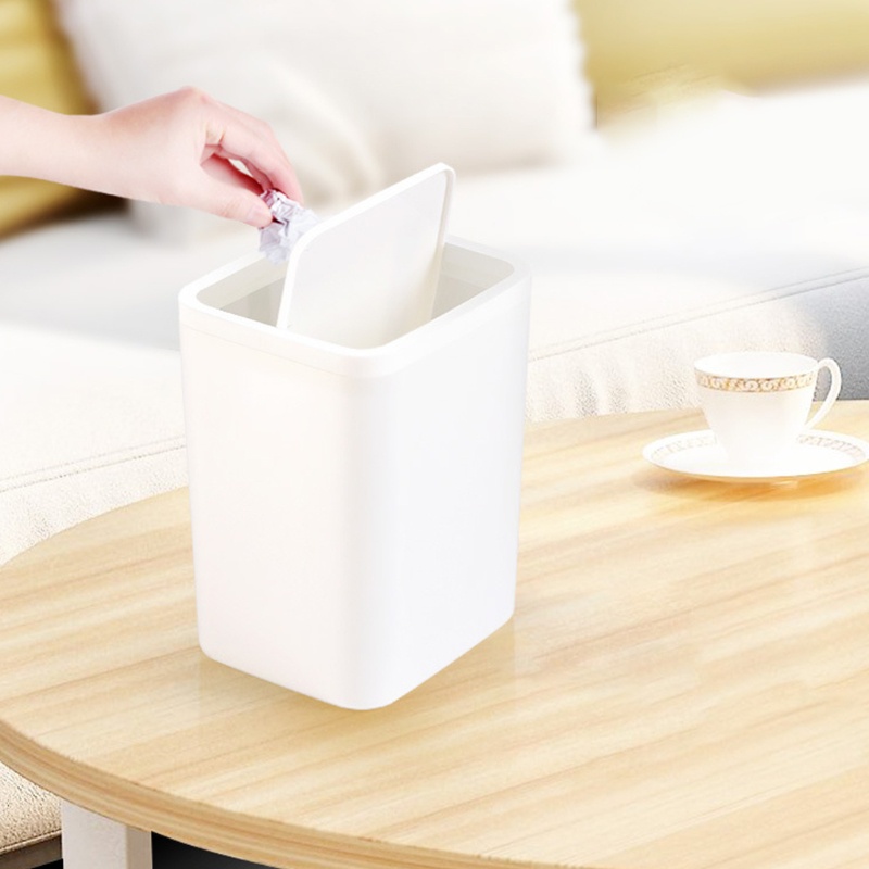 Thùng rác nhựa mini có nắp đậy để bàn trang trí nhà cửa / văn phòng