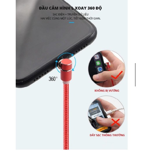 Dây sạc nam châm, sạc nhanh 3 chân,đường truyền dữ liệu, hút nam châm