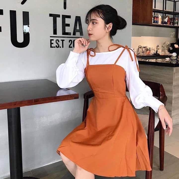 [Mã FAMAYWA2 giảm 10K đơn 50K] Set bộ áo hai dây tay bo voan lụa kết hợp với váy yếm 2 dây dễ thương và cá tính | BigBuy360 - bigbuy360.vn