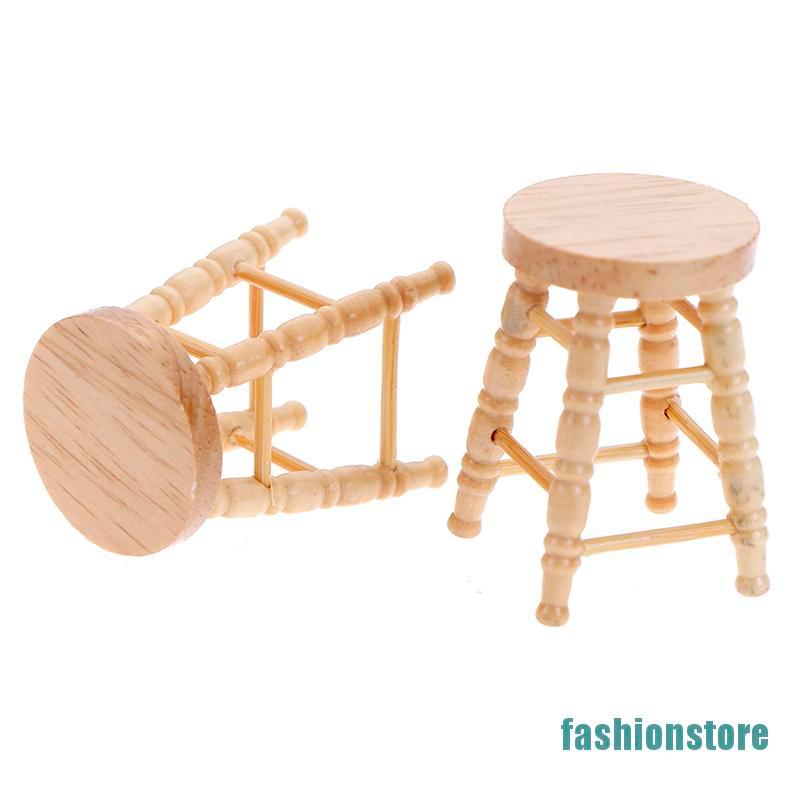 [fashionstore]1Pc 1/12 Dollhouse miniature wooden stool chair furniture accessories decoration