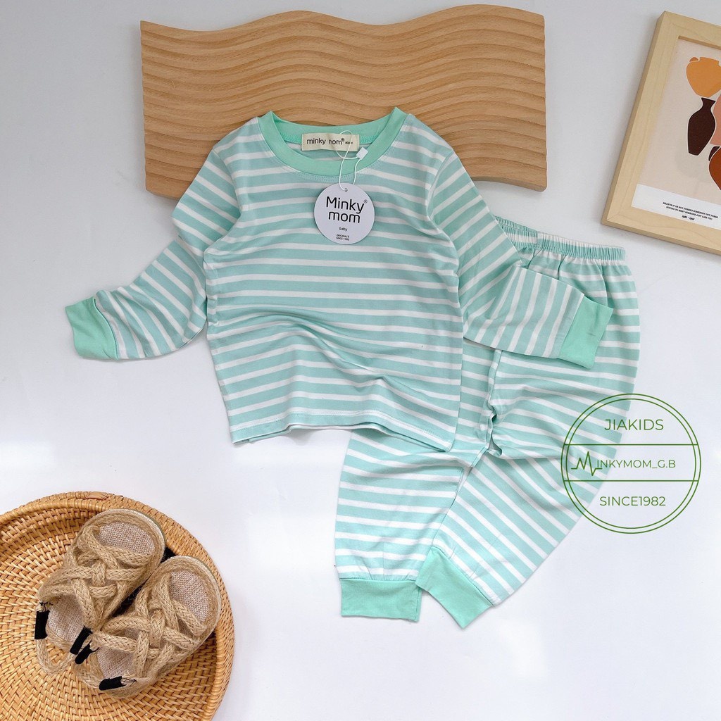 Bộ Dài Tay THUN LẠNH (10-30kg) MINKY MOM Sọc Ngang Trơn Cho Bé trai/ Gái