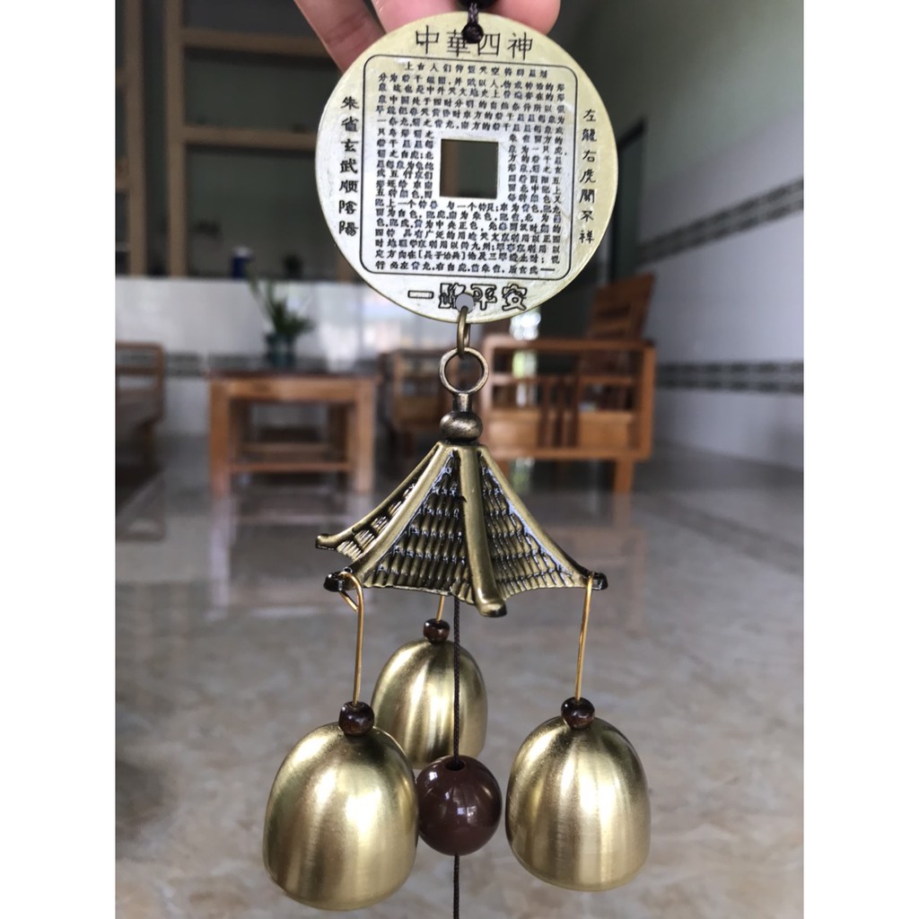 Chuông gió Đồng xu tứ linh phong thủy