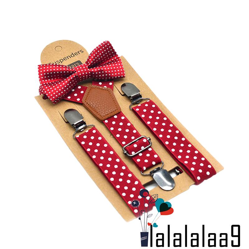 Set Đồ 3 Món Gồm Dây Đai Thắt Nơ Chấm Bi + Dây Đeo + Kẹp Quần Cho Bé Trai