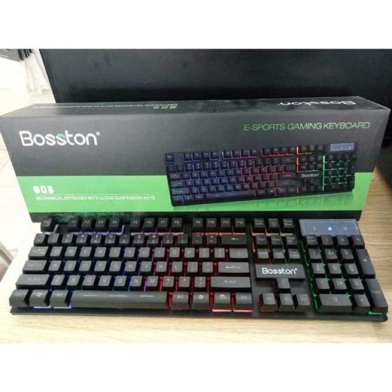 [SALE 10%] Bàn phím máy tính có dây, keyboard chuyên game Bosston 808 giả cơ có led 7 màu