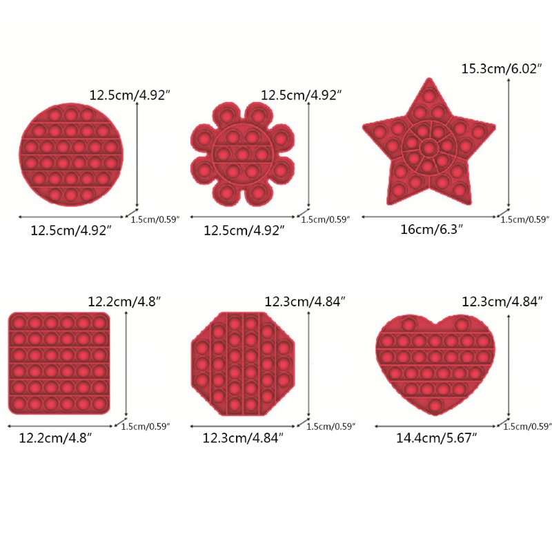 Đồ Chơi Bảng Nhấn Bong Bóng Giảm Căng Thẳng Hình Trái Tim Màu Sắc Tươi Sáng 5Inch