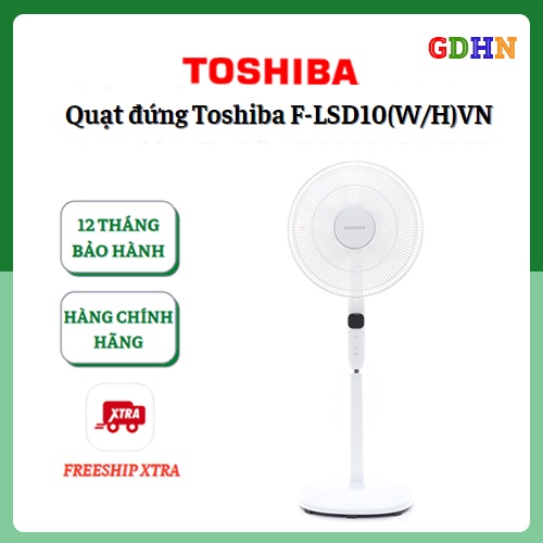 Quạt đứng Toshiba F-LSD10(W)VN - 9 Cánh, Inverter, Trắng, 3 Tốc Độ, Điều khiển từ xa