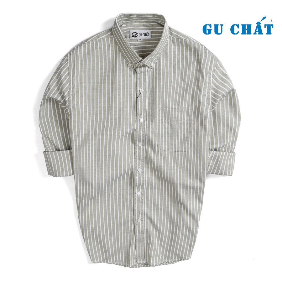 Áo Sơ Mi Nam Kẻ Sọc GU CHẤT Tay DàI, Chất Vải Cotton Cao Cấp, Mềm Mịn, Form Chuẩn - GUSM16