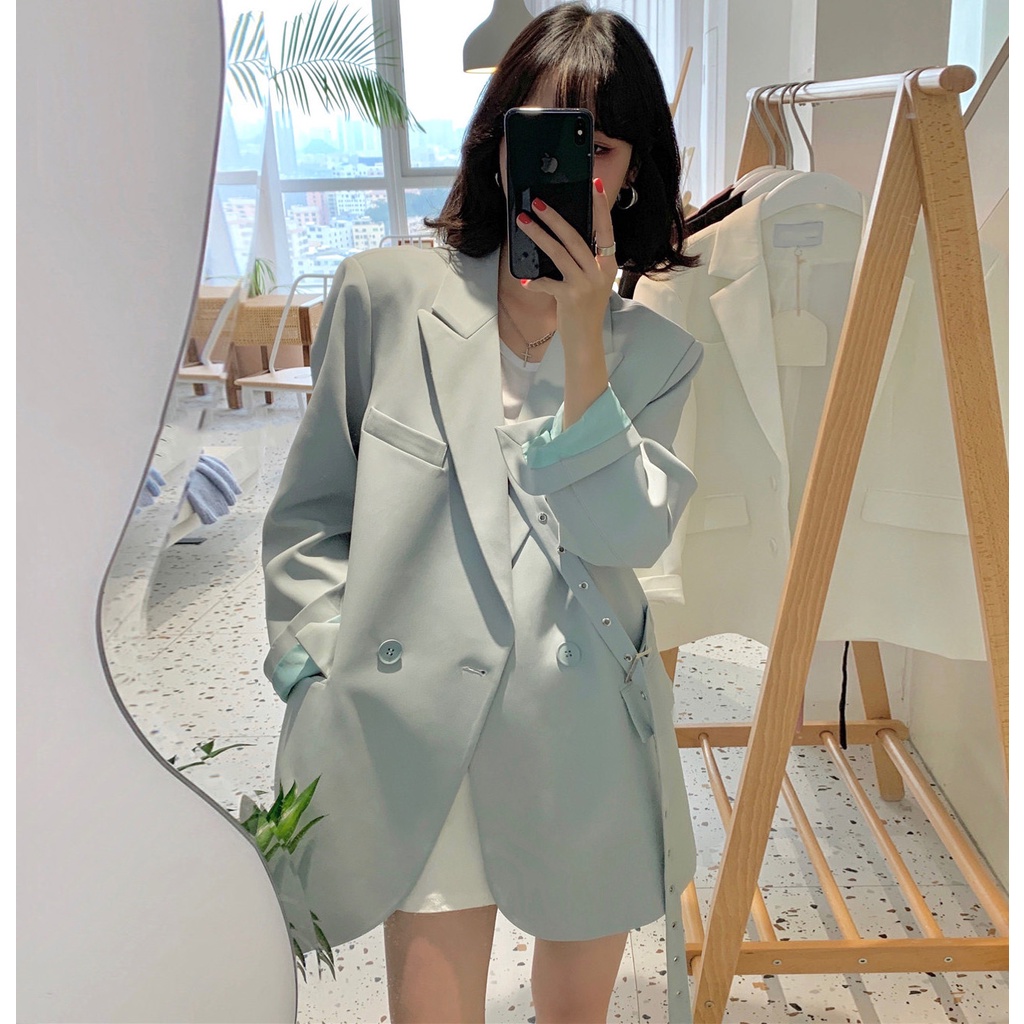 Ảnh thật 3 hình cuối-HC164.Áo blazer thiết kế phối dây đai độc đáo phong cách Hàn Quốc