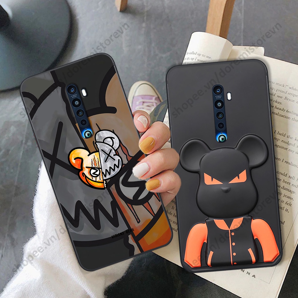 Ốp lưng Oppo Reno 2f / Reno2 F hình kaws, kith, bear brick nổi 3D phong cách độc đáo