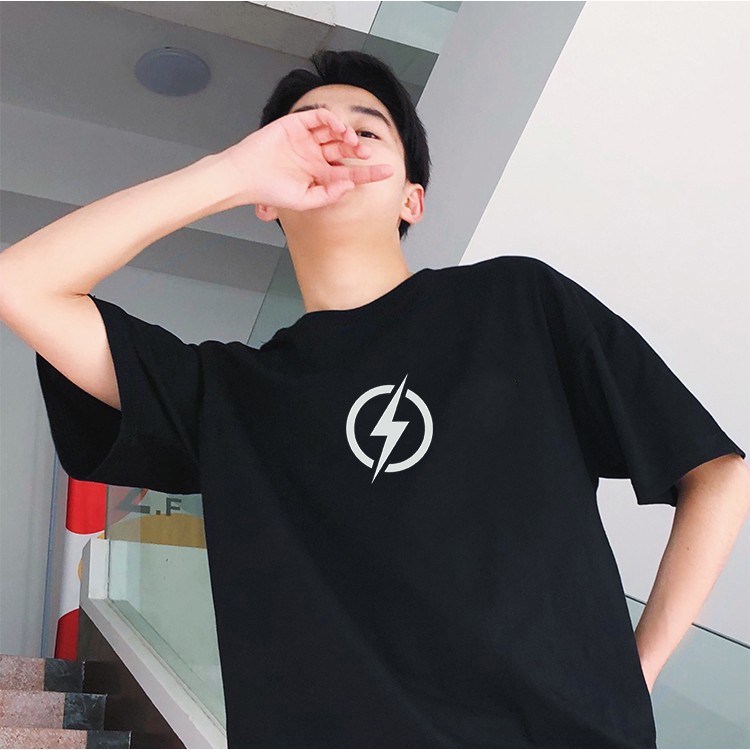 Áo thun unisex nam nữ form rộng tay lỡ FLASH vải dày mịn
