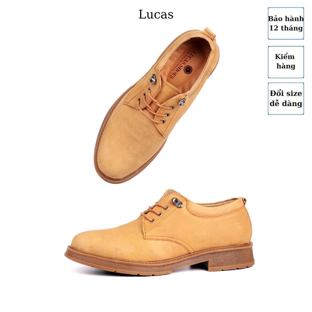 Giày da nam Doc.135 sáp vàng Da Bò Sáp Mộc Vàng Lucas Shoes bảo hành 1 năm