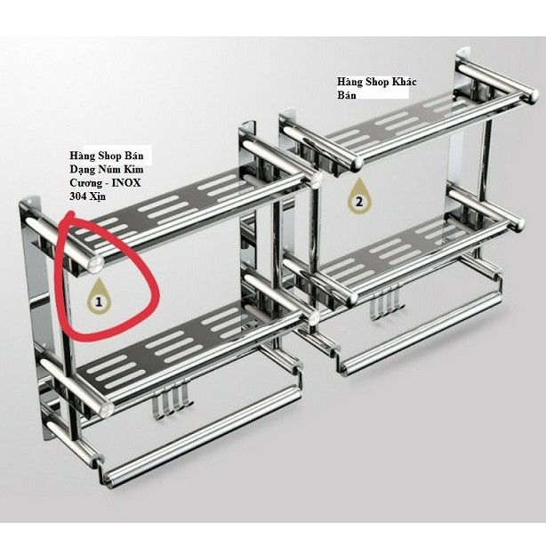 Kệ Treo Khăn Nhà Tắm Inox 3 Tầng, Kệ Để Đồ Nhà Tắm Có Móc Treo Khăn Lắp Đặt Dính Tường Không Cần Khoan Vít