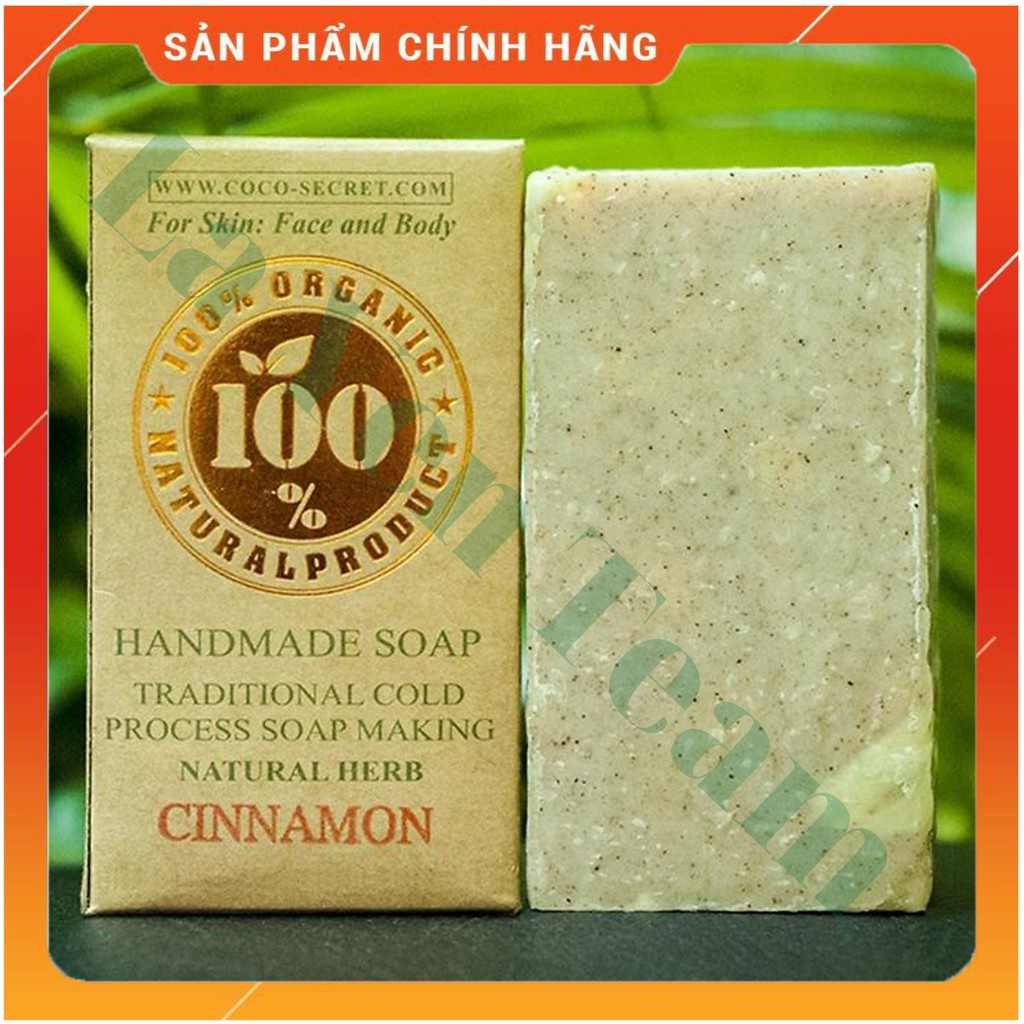 Xà Phòng Tinh Dầu Dừa Quế Coco-Secret Dưỡng ẩm và tẩy tế bào chết cho da 110g