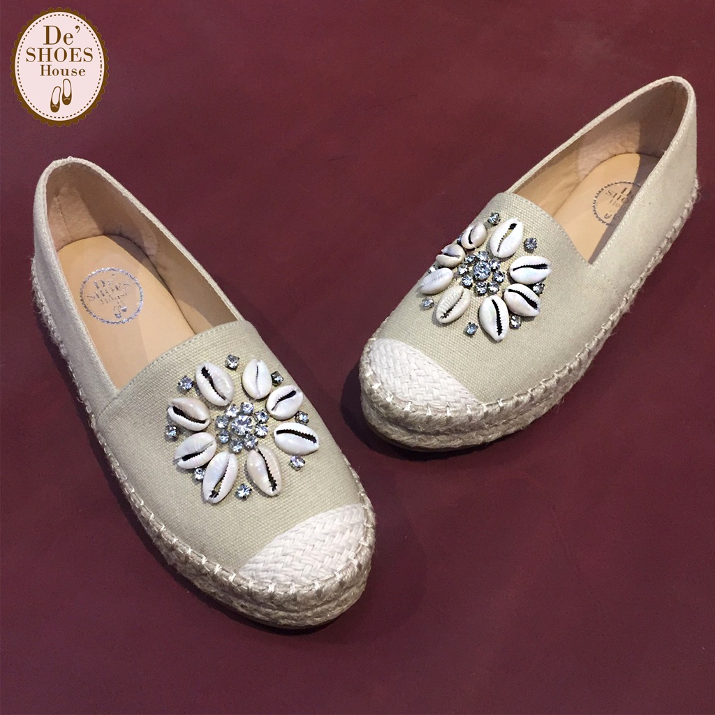 Giày Slip On Nữ Ngoại Cỡ Big Size 40 41 Viền Đế Cói Siêu Nhẹ Êm Chân De'shoeshouse Thái Lan