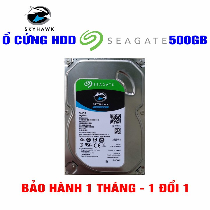 Ổ cứng Camera HDD 3.5” Seagate Skyhawk 500GB - Chính Hãng – Bảo hành 1 tháng 1 đổi 1 – Tháo máy đồng bộ mới 99%