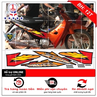 Tem rời dán xe wave S nhỏ đời đầu đỏ đen - Bi Decal