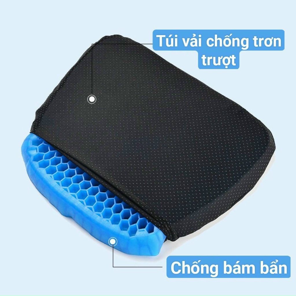 Đệm ngồi 3D cao cấp, nệm lót ghế gel tổ ong thoáng khí, bảo vệ cột sống dành cho người hay ngồi làm việc