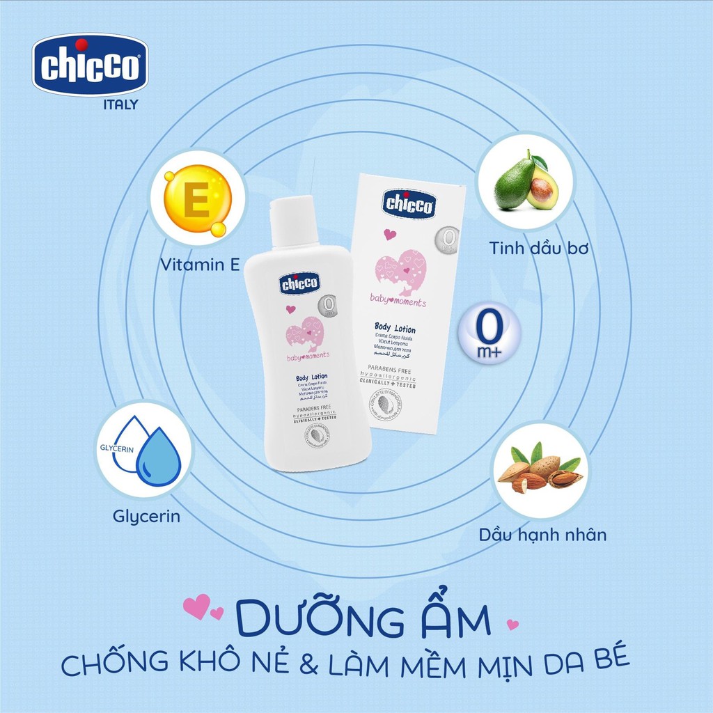 BODY LOTION - SỮA DƯỠNG THỂ CHICCO CHIẾN XUẤT HẠNH NHÂN 200ML