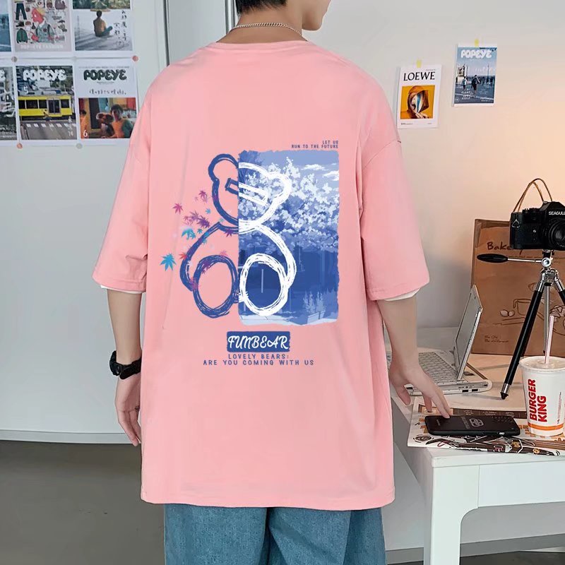 Áo Thun Dáng Rộng In Chữ Phong Cách Hàn Quốc Thời Trang Mùa Hè Cho Nam Và Nữ [M-8XL]